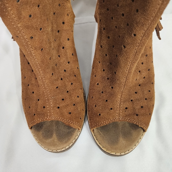 Toms fringed peep toe booties women's size 7 - Picture 7 of 12